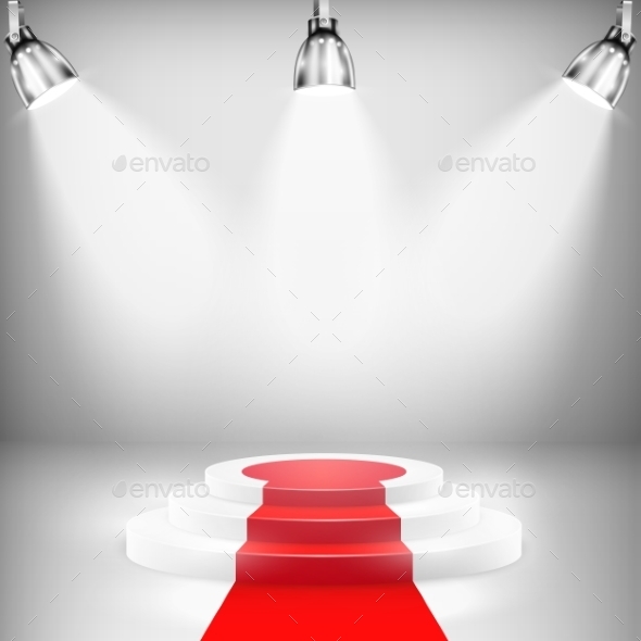 Illuminated Podium with Red Carpet Illuminated Podium with Red Carpet