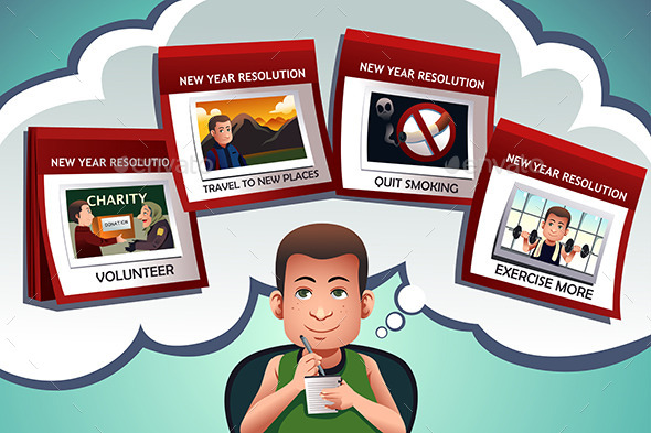 GraphicRiver Man Writing About His New Year Resolution 9742457 GraphicRiver Man Writing About His New Year Resolution 9742457