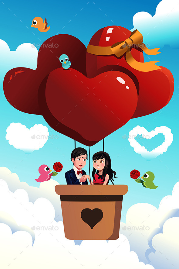 GraphicRiver Couple Riding a Hot Air Balloon 9742618 GraphicRiver Couple Riding a Hot Air Balloon 9742618