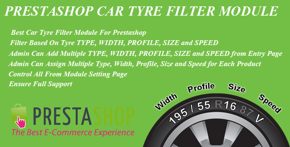 prestashop car tyre filter module 