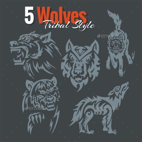 GraphicRiver Wolves in Tribal Style 9744255 GraphicRiver Wolves in Tribal Style 9744255