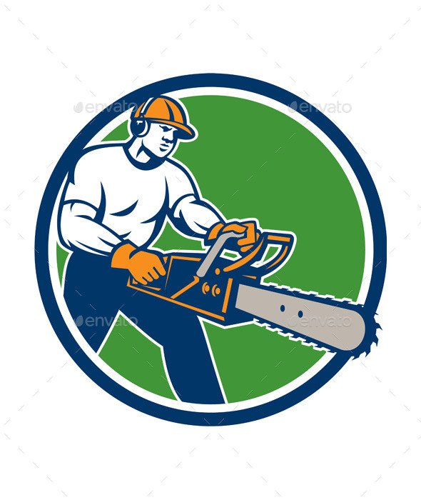 Lumberjack Tree Surgeon Arborist Chainsaw Circle Lumberjack Tree Surgeon Arborist Chainsaw Circle