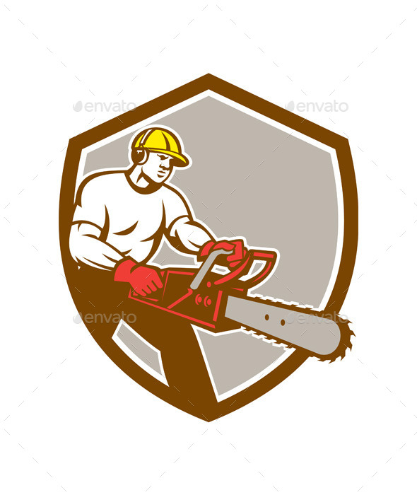 GraphicRiver Lumberjack Tree Surgeon Arborist Chainsaw Shield 9746351 GraphicRiver Lumberjack Tree Surgeon Arborist Chainsaw Shield 9746351