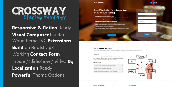 crossway - startup landing page booststap wp theme 