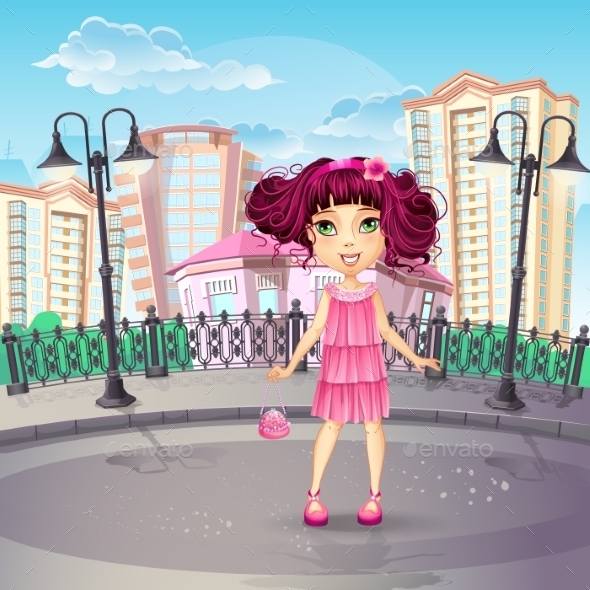GraphicRiver Image of the City Promenade with a Teen Girl 9747318 GraphicRiver Image of the City Promenade with a Teen Girl 9747318