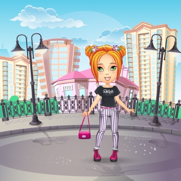 Image of the City Promenade with a Teen Girl Image of the City Promenade with a Teen Girl