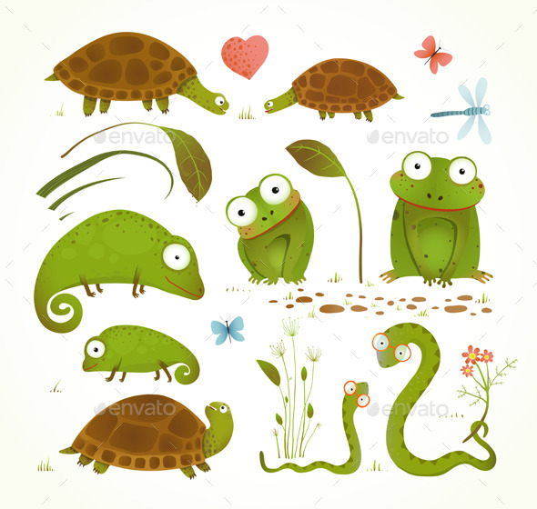 Cartoon Green Reptile Animals Cartoon Green Reptile Animals