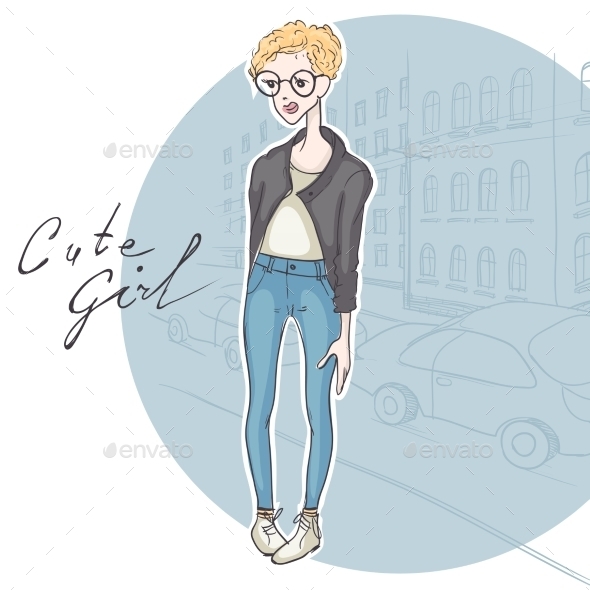 GraphicRiver Modest Hipster Girl 9748140 GraphicRiver Modest Hipster Girl 9748140