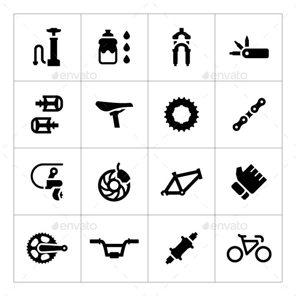 GraphicRiver Set Icons of Bicycle Parts and Accessories 9748842 GraphicRiver Set Icons of Bicycle Parts and Accessories 9748842