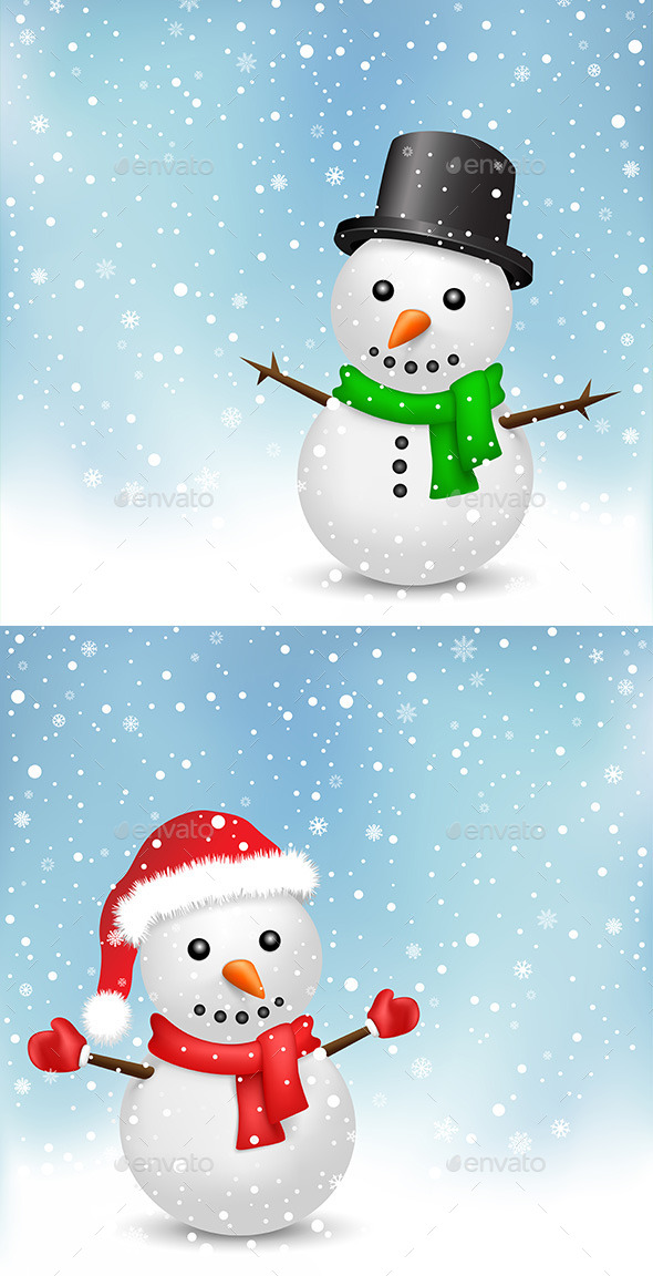 GraphicRiver Snowman and Snowfall 9750470 GraphicRiver Snowman and Snowfall 9750470