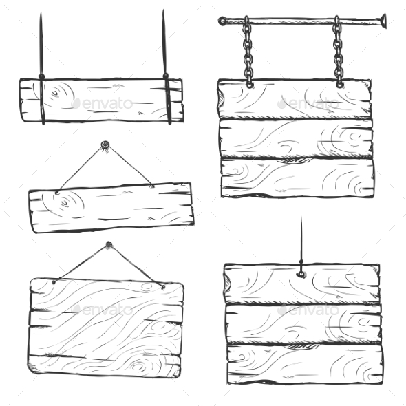 GraphicRiver Set of Sketch Signboards 9750657 GraphicRiver Set of Sketch Signboards 9750657