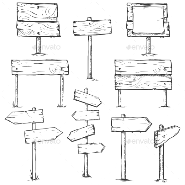 Set of Sketch Signposts Set of Sketch Signposts