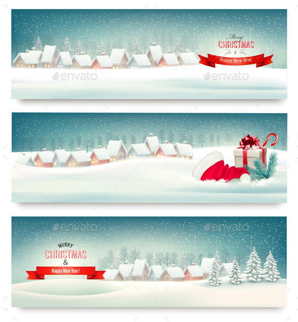 GraphicRiver Holiday Christmas Banners with Villages 9713008 GraphicRiver Holiday Christmas Banners with Villages 9713008