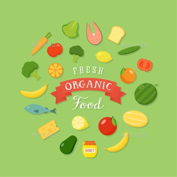 GraphicRiver Fresh Organic Food Flat Style Icon Set 9752106 GraphicRiver Fresh Organic Food Flat Style Icon Set 9752106