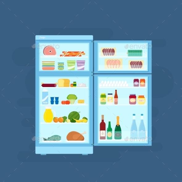 GraphicRiver Refrigerator with Food Icons Flat Style 9752117 GraphicRiver Refrigerator with Food Icons Flat Style 9752117