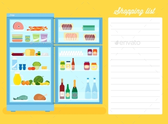 GraphicRiver Shopping List Flat Style Refrigerator Illustration 9752123 GraphicRiver Shopping List Flat Style Refrigerator Illustration 9752123
