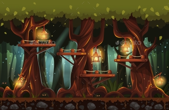GraphicRiver Illustration of the Fairy Forest at Night 9752182 GraphicRiver Illustration of the Fairy Forest at Night 9752182