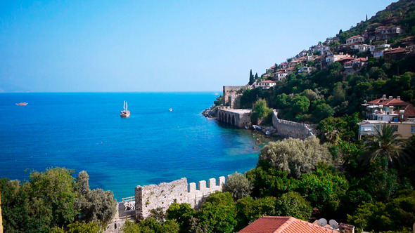 Scenic View On Ship In Mediterranean Sea Alanya Scenic View On Ship In Mediterranean Sea Alanya