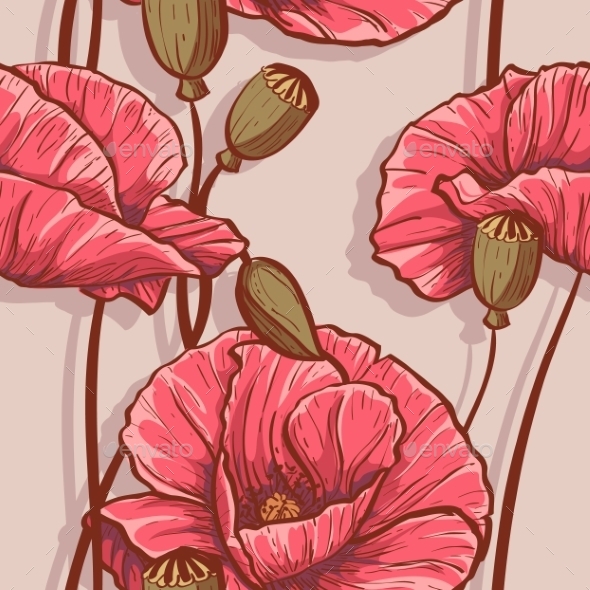 GraphicRiver Seamless Background with Flowers Poppies 9752854 GraphicRiver Seamless Background with Flowers Poppies 9752854
