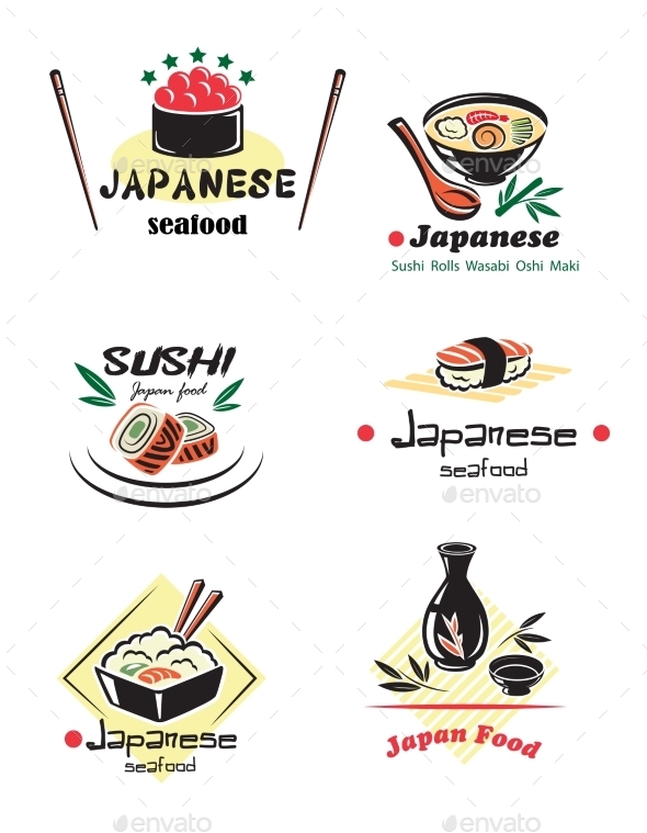 GraphicRiver Colored Japanese Seafood Set 9754489 GraphicRiver Colored Japanese Seafood Set 9754489