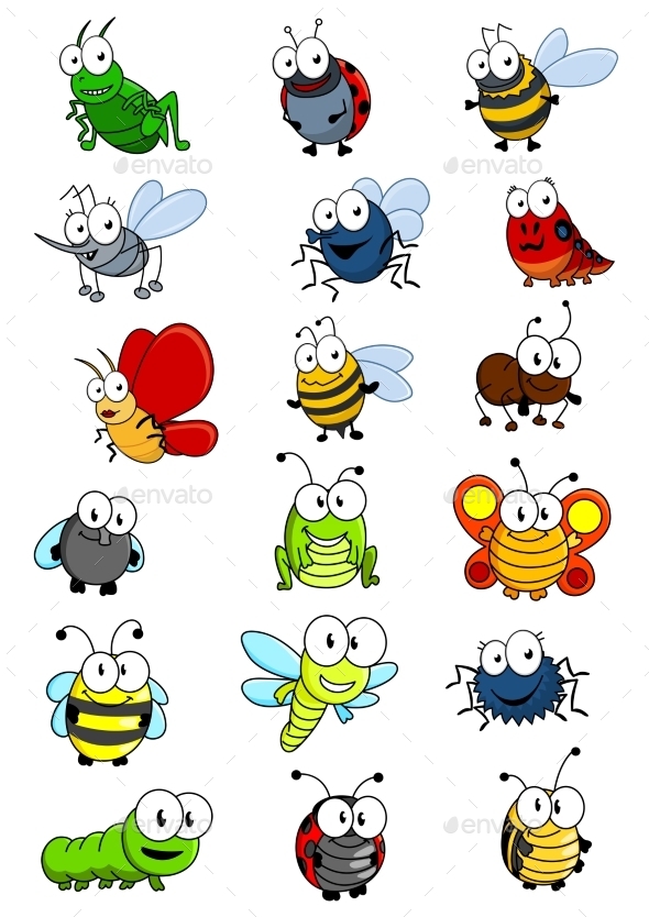 GraphicRiver Cartooned Insects Set 9755108 GraphicRiver Cartooned Insects Set 9755108