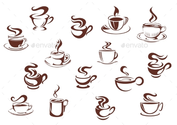 GraphicRiver Assorted brown cups of hot coffee 9755284 GraphicRiver Assorted brown cups of hot coffee 9755284