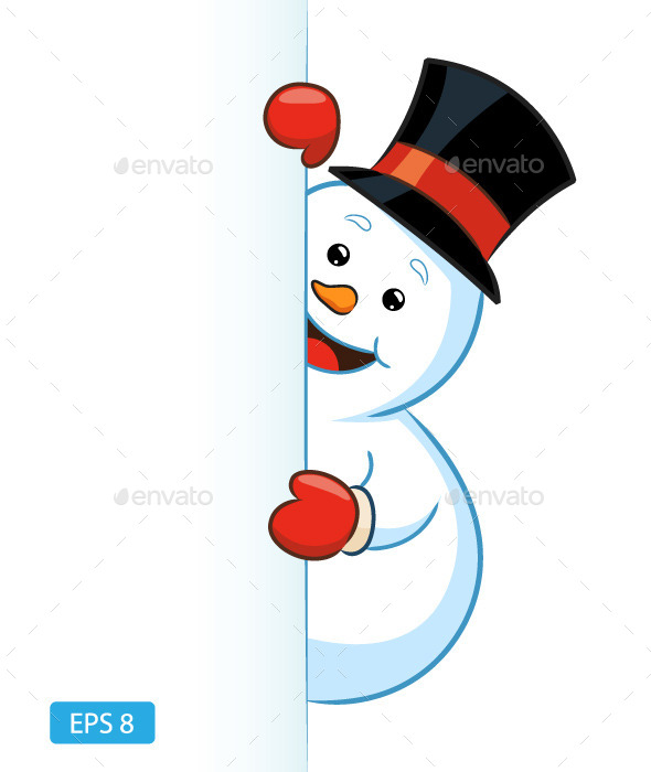 GraphicRiver Snowman Peeking 9755501 GraphicRiver Snowman Peeking 9755501