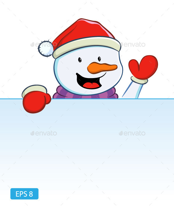 GraphicRiver Snowman with Blank Sign 9755502 GraphicRiver Snowman with Blank Sign 9755502