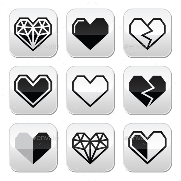 GraphicRiver Geometric Heart for Valentine s Day Grey Buttons 9756086 GraphicRiver Geometric Heart for Valentine s Day Grey Buttons 9756086