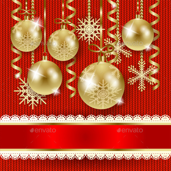 GraphicRiver Christmas Illustration with Baubles in Gold 9756858 GraphicRiver Christmas Illustration with Baubles in Gold 9756858