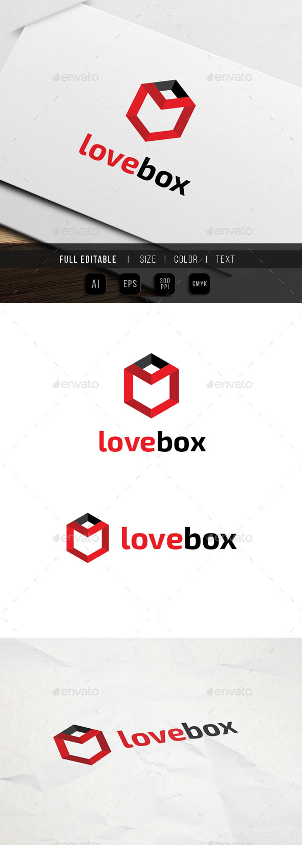 GraphicRiver Love Box hexagon Logo 9759646 GraphicRiver Love Box hexagon Logo 9759646