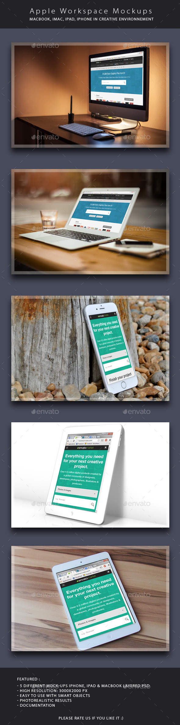 GraphicRiver Apple Workspace Mockups 9697461 GraphicRiver Apple Workspace Mockups 9697461