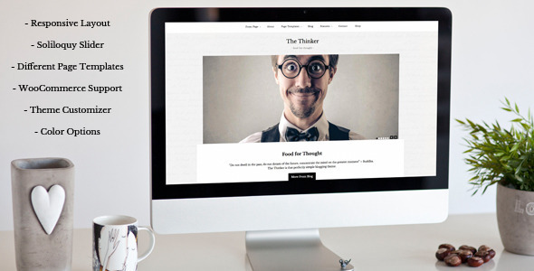 the thinker - simple blogging wordpress theme 