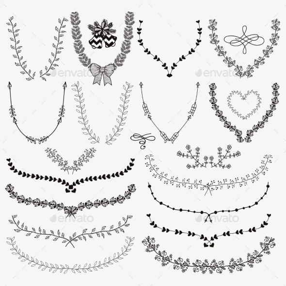 GraphicRiver Hand-Drawn Floral Wreaths 9765767 GraphicRiver Hand-Drawn Floral Wreaths 9765767