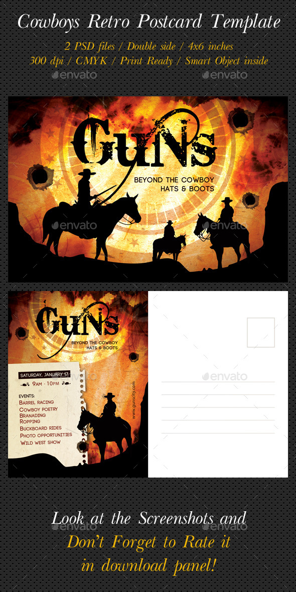 GraphicRiver Cowboys Retro Postcard Template 9766838 GraphicRiver Cowboys Retro Postcard Template 9766838