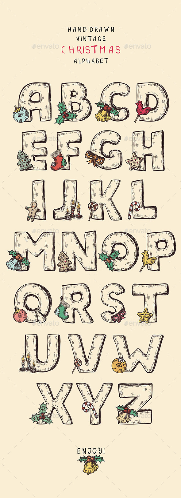 GraphicRiver Vintage Christmas Alphabet 9768172 GraphicRiver Vintage Christmas Alphabet 9768172