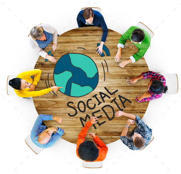 Aerial View of People and Social Media Concepts (Misc) Photo Download