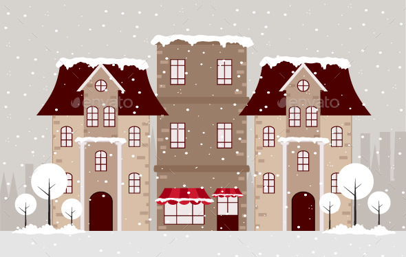 GraphicRiver Town in Winter 9772375 GraphicRiver Town in Winter 9772375