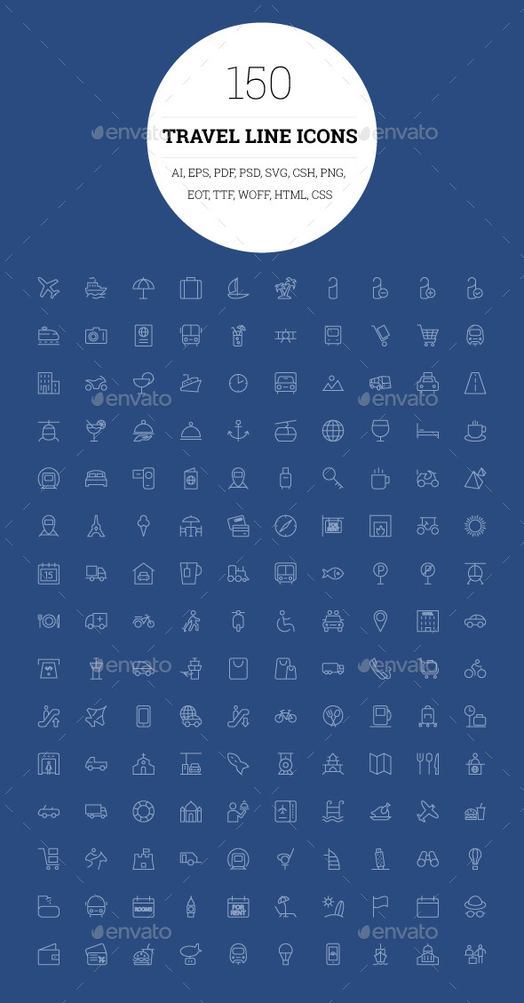 GraphicRiver 150 Travel Line Icons 9774071 GraphicRiver 150 Travel Line Icons 9774071