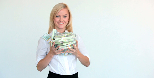Pretty Blonde With Dollar Bills Pretty Blonde With Dollar Bills