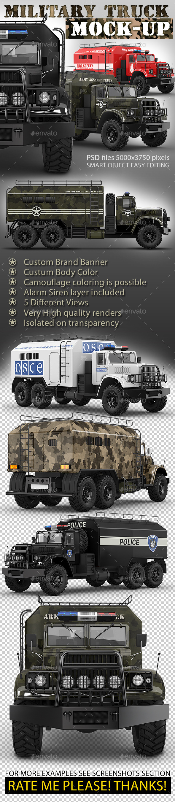 GraphicRiver Special military truck mock-up Assault or support 9774148 GraphicRiver Special military truck mock-up Assault or support 9774148