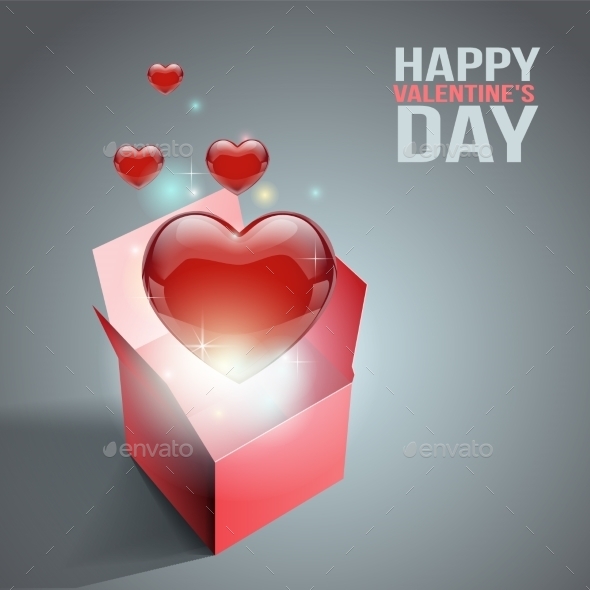GraphicRiver Heart Gift Present with Flying Hearts 9774670 GraphicRiver Heart Gift Present with Flying Hearts 9774670