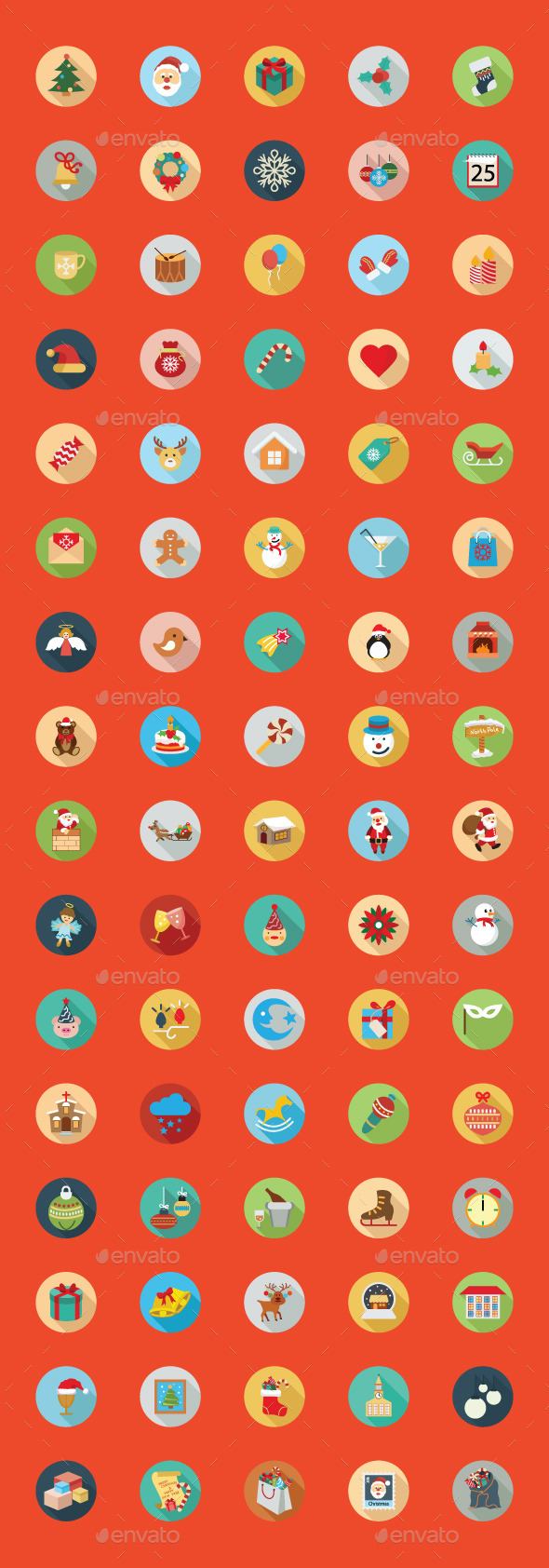 80 Christmas Flat Color Icon Set 80 Christmas Flat Color Icon Set