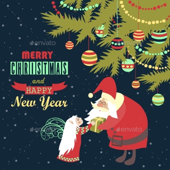 GraphicRiver Santa Gives a Gift to Little Angel 9779241 GraphicRiver Santa Gives a Gift to Little Angel 9779241