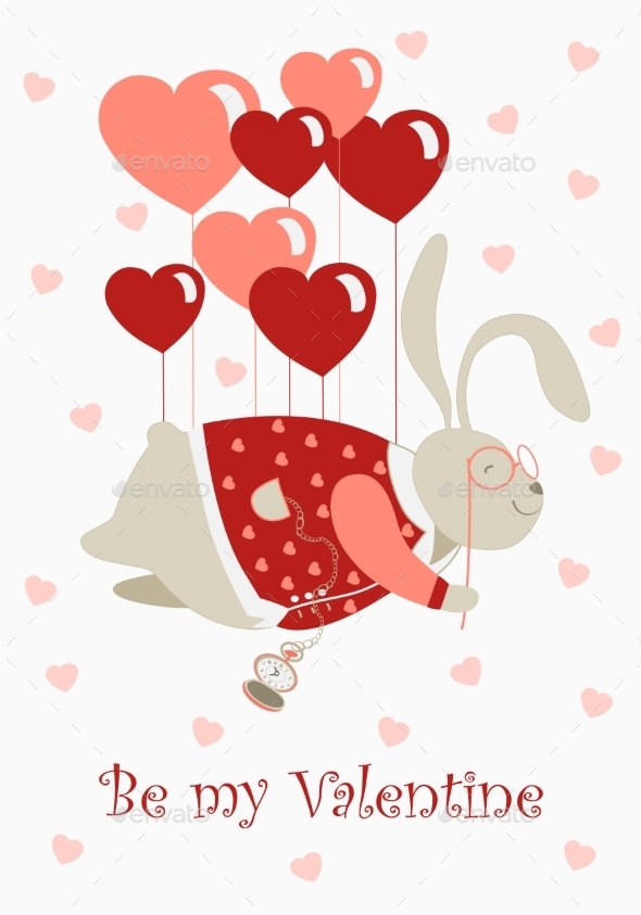 GraphicRiver Rabbit with Heart Balloons 9779245 GraphicRiver Rabbit with Heart Balloons 9779245