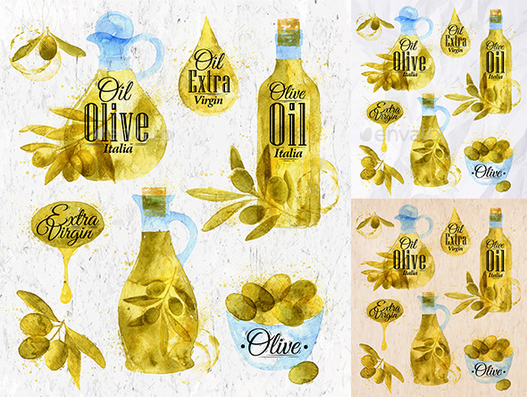 GraphicRiver Watercolor Olives 9779829 GraphicRiver Watercolor Olives 9779829