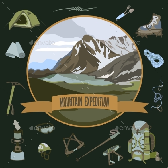 Set of Mountaineering Icons Set of Mountaineering Icons