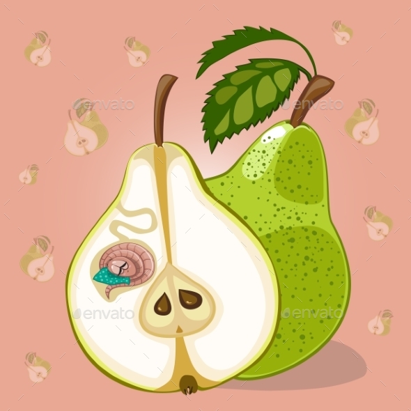 GraphicRiver Cartoon Worm In Apple 9784817 GraphicRiver Cartoon Worm In Apple 9784817