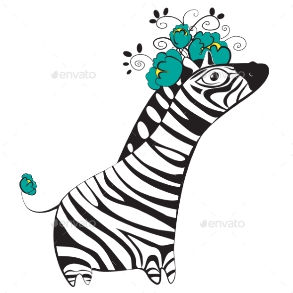 GraphicRiver Zebra with Flowers 9785153 GraphicRiver Zebra with Flowers 9785153