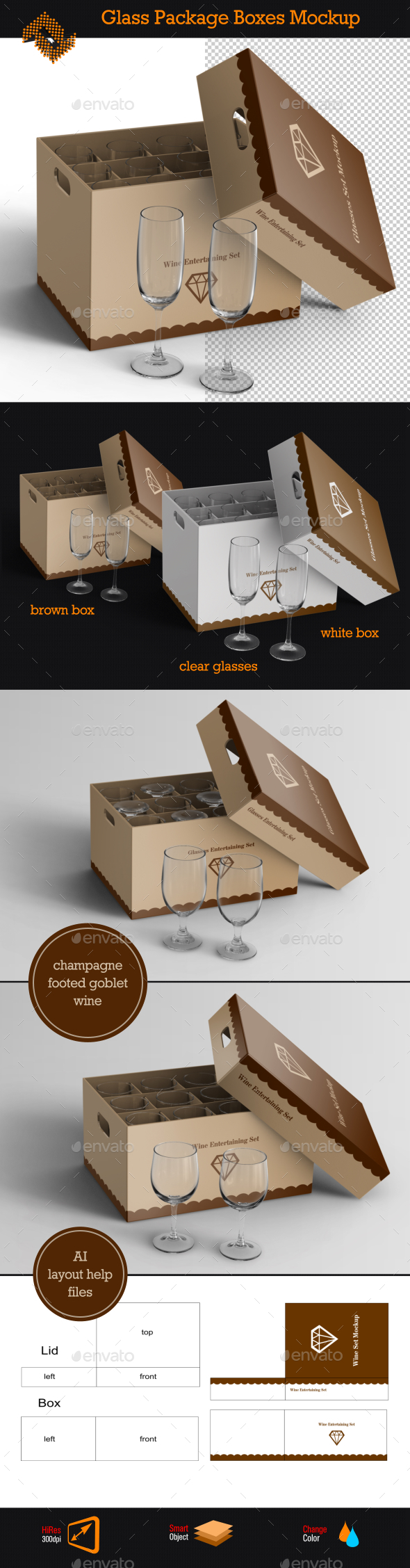 Glass Package Boxes Mockup